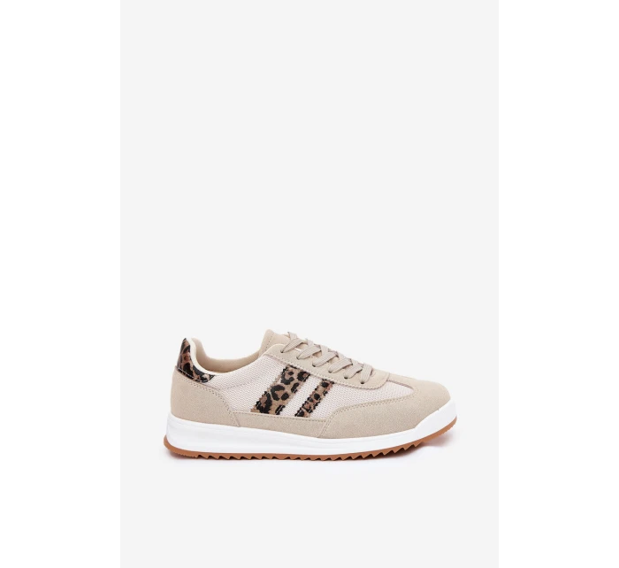 Sneakersy Damskie Z Eko Zamszu Panterka Beżowe Marinils