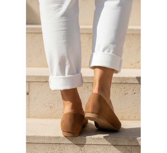 Dámske semišové špicaté baleríny hnedé FashionStreet ZY1349