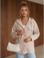 Kurtka damska oversize z kapturem beżowa model 22371855 - FashionStreet