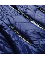 Tmavě modrá krátká dámská prošívaná bunda s kapucí model 14764904 - S'WEST Tmavě modrá krátká dámská prošívaná bunda s kapucí model 14764904 - S'WEST