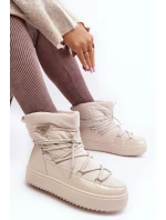 Damskie Śniegowce Na Platformie Z Wiązaniem Beżowe Fleure Damskie Śniegowce Na Platformie Z Wiązaniem Beżowe Fleure