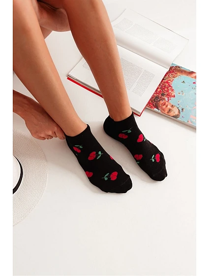 Dámské nízké ponožky Třešně Černé