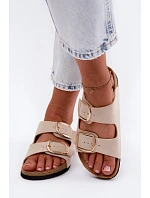 Dámské pantofle s podrážkou a přezkami  Béžové model 22123002 - Lee Cooper