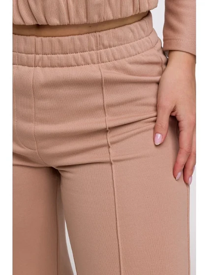 Široké kalhoty s předními mocca model 21047275 - BeWear Široké kalhoty s předními mocca model 21047275 - BeWear