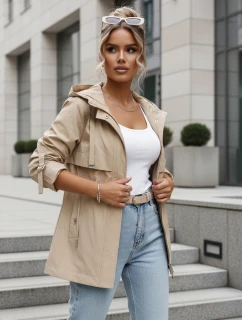 Dámska prechodná bunda s kapucňou v ťavej farbe FashionStreet TY5627