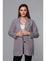 Krátký šedý vlněný přehoz přes oblečení typu alpaka model 18059145 - MADE IN ITALY