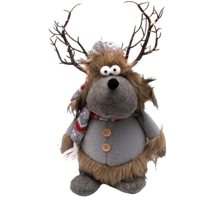 ZARIADENÝ RENNIFER S OSVETLENÝM TORCHOM Sivý 20x35x47CM detské