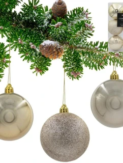 DEKORATÍVNE PLASTOVÉ OZDOBY BEZPEČNÉ 6KS 80MM ŠAMPANSKÉ