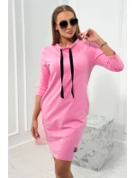 Šaty s viazaným výstrihom ružový Šaty s viazaným výstrihom ružový