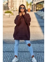 Zateplená mikina s bočnými otvormi hnedá Zateplená mikina s bočnými otvormi hnedá