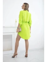 Šaty so zapínaním na gombíky a viazaním v páse neónovo zelenej farby Šaty so zapínaním na gombíky a viazaním v páse neónovo zelenej farby