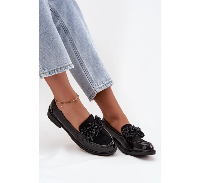 Damskie Mokasyny Lakierowane S.Barski HY52-369B Czarne