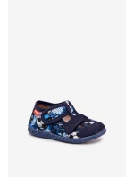 Detské papuče na suchý zips - tmavomodré Reathiana (s motívom lopty) Detské papuče na suchý zips - tmavomodré Reathiana (s motívom lopty)