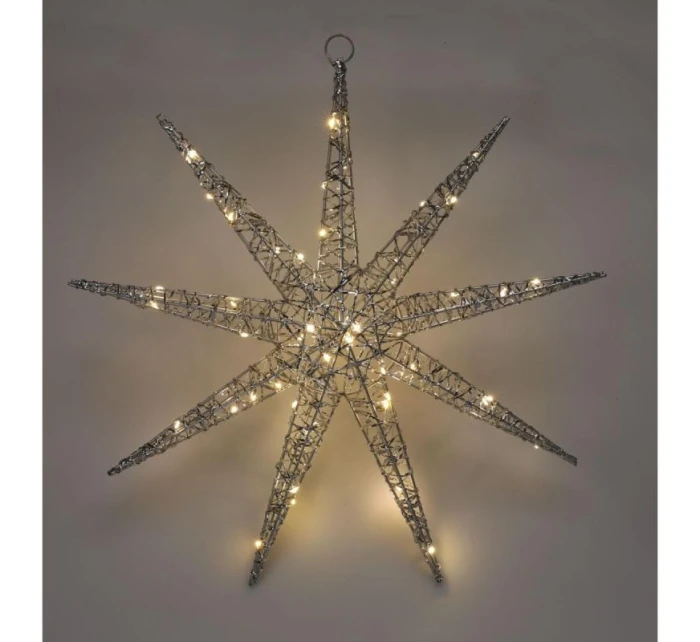 DEKORATÍVNY PRÍVESOK SNEHOVÁ VLOČKA 50LED STRIEBRO