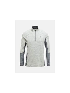Termoaktívna mikina Peak Performance Magic Half Zip Wool-Blend BL – stredne sivá melírovaná/sivá melírovaná, veľkosť: L