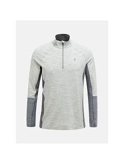 Termoaktívna mikina Peak Performance Magic Half Zip Wool-Blend BL – stredne sivá melírovaná/sivá melírovaná, veľkosť: L