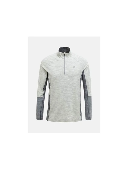 Termoaktívna mikina Peak Performance Magic Half Zip Wool-Blend BL – stredne sivá melírovaná/sivá melírovaná, veľkosť: L