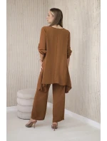 Súprava blúzka + nohavice s tmavým ťavím príveskom