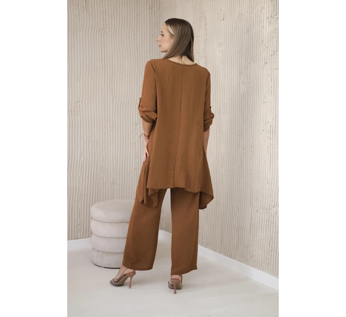 Súprava blúzka + nohavice s tmavým ťavím príveskom