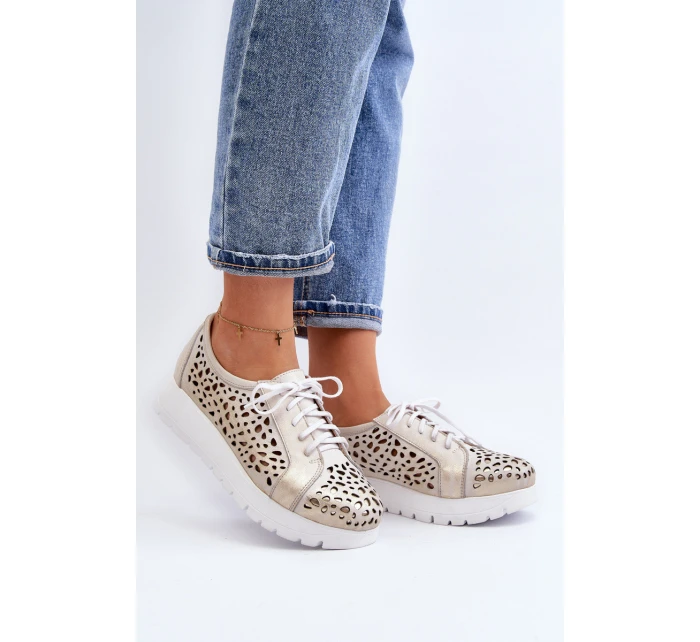 Kožené Polobotky Na Platformě Bežové model 21646202 - Zazoo