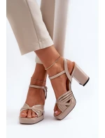 dámské sandály na podpatku béžové D&A model 21656040 - S.Barski dámské sandály na podpatku béžové D&A model 21656040 - S.Barski