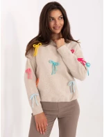 Sweter PM SW model 21300779 jasny beżowy - FPrice Sweter PM SW model 21300779 jasny beżowy - FPrice