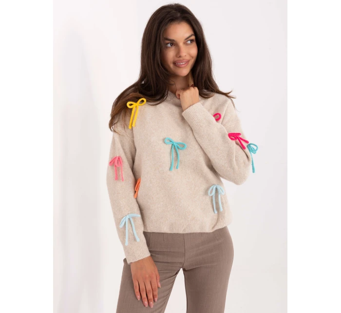 Sweter PM SW model 21300779 jasny beżowy - FPrice Sweter PM SW model 21300779 jasny beżowy - FPrice