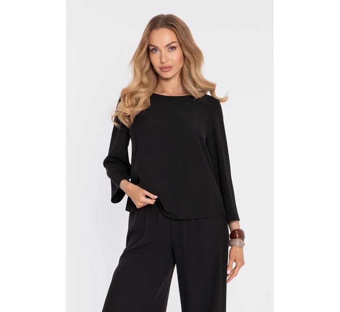 Elegantní halenka s rukávy černá model 22040523 - Moe