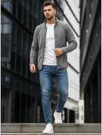 Pánska svetlosivá mikina na zips FashionStreet BX4773