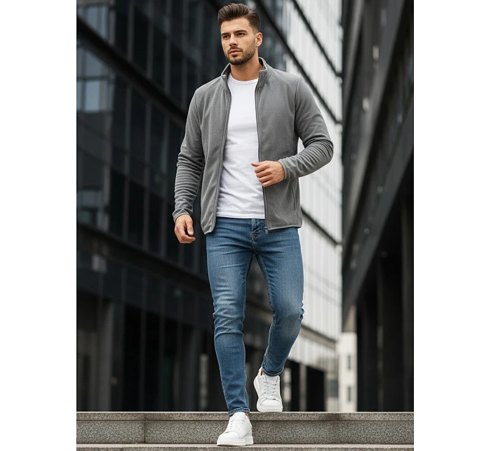 Pánska svetlosivá mikina na zips FashionStreet BX4773