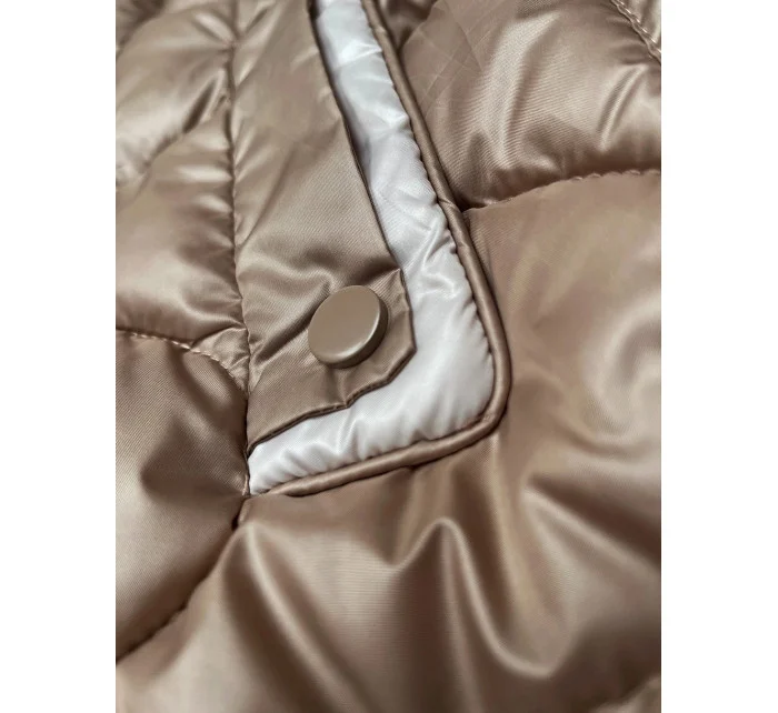 Tmavě béžová dámská vesta s ozdobným prošíváním model 20829999 - S'WEST