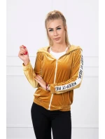 Hořčicová velurová mikina s kapucí Hořčicová velurová mikina s kapucí