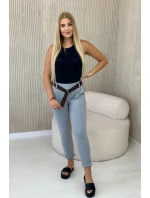 Punto Milano Zimné nohavice s opaskom sivé