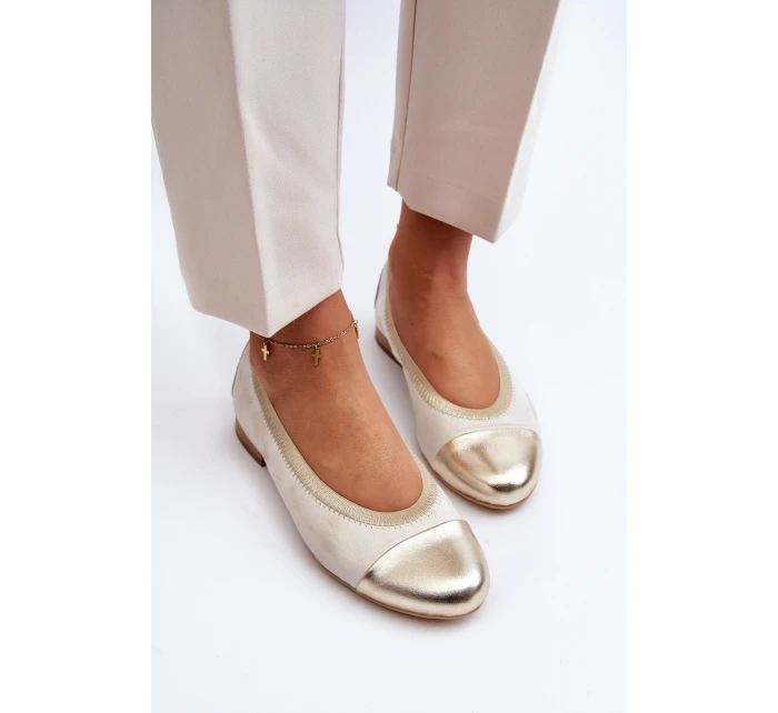 Kožené baleríny Zlaté model 21646187 - Zazoo