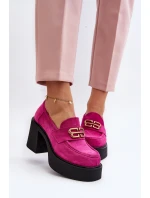 Zazoo 20170 Półbuty Zamszowe Damskie Na Słupku Fuksja