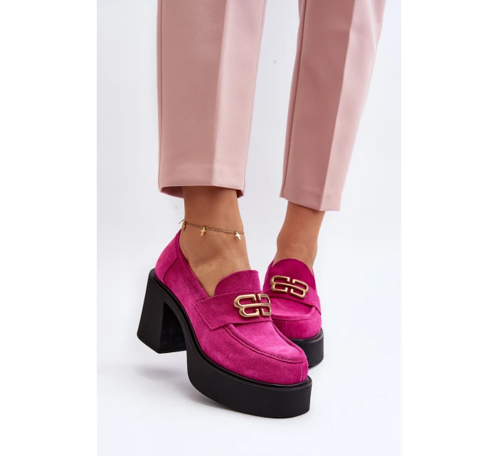Zazoo 20170 Półbuty Zamszowe Damskie Na Słupku Fuksja