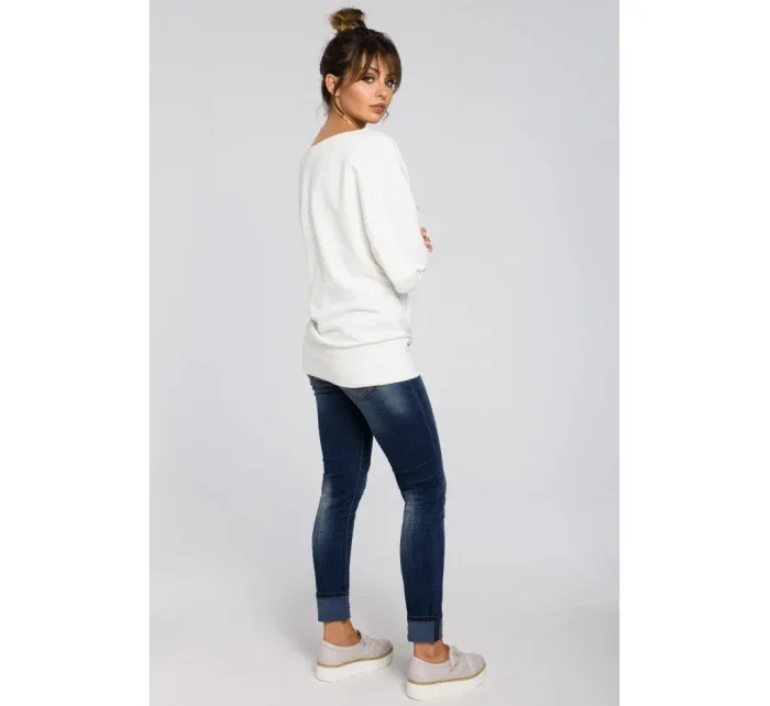 B048 Blúzka v nadmernej veľkosti so zavinovacími detailmi - ecru