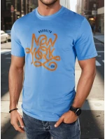 Pánske modré tričko s potlačou FashionStreet RX5370