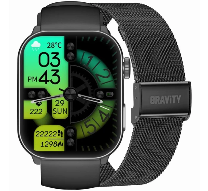 GRAVITY GT28-1 Pánske inteligentné hodinky s remienkom + náramok Black GRAVITY GT28-1 Pánske inteligentné hodinky s remienkom + náramok Black
