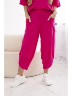 Súprava bavlnená blúzka + nohavice fuchsiová