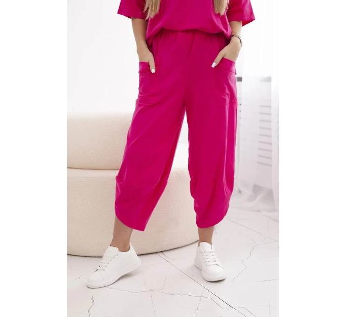 Súprava bavlnená blúzka + nohavice fuchsiová