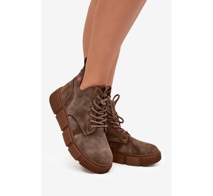 Semišové nízké dámské na platformě Big Star béžové model 21708669 - Big Star Shoes Semišové nízké dámské na platformě Big Star béžové model 21708669 - Big Star Shoes