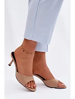 Dámské sandály na podpatku látkové Béžové model 22111314 - Boto