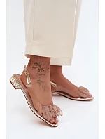 Dámské sandály průhledné s krystaly Zlaté model 22140888 - D&A