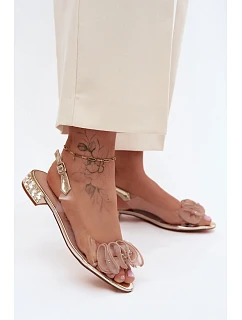 Dámské sandály průhledné s krystaly Zlaté model 22140888 - D&A