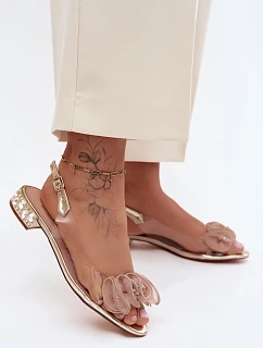 Dámské sandály průhledné s krystaly Zlaté D&A MR61-9002