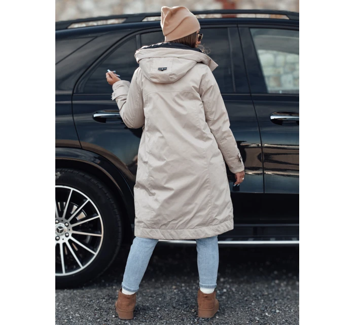 Dámska zimná bunda ELEGANTI dlhá s kapucňou svetlo šedá FashionStreet TY4657