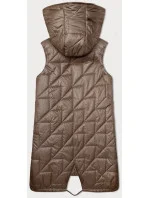 Dámska prešívaná vesta s asymetrickou spodnou časťou S'West dark beige (B8237-101)