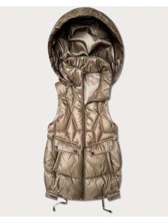 bezrękawnik damski z kapturem Goodlookin beżowy model 22032802 - S'WEST