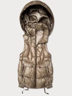 bezrękawnik damski z kapturem Goodlookin beżowy model 22032802 - S'WEST